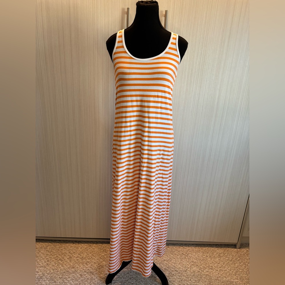 Tommy Bahama Orange and White Striped Halter Maxi Dress Size Small